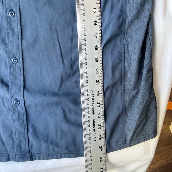 Mountain and Isles Men Stretchy Short Sleeve Fit Button Down Shirt size XL, Blue - Picture 3 of 8